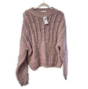 NWT  HYFVE Chunky Knit DUSTY Pink Sweater size Large